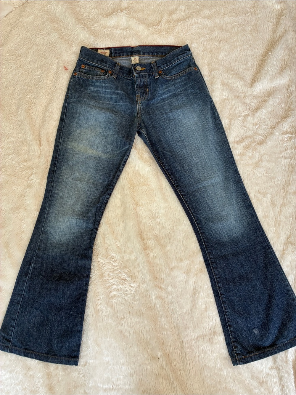 Abercrombie & Fitch Vintage Wash Wide-Leg Flare Jeans - Dark Blue